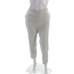 Theory Womens Cropped Linen Pants Gray Pull On Size 8